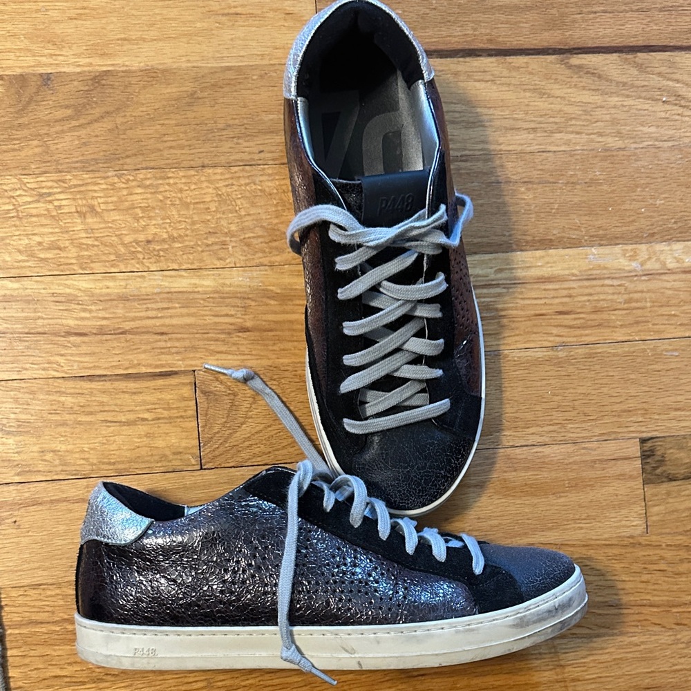 P448 Women's Black and Silver Sneakers